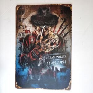 Dream Police Tin Sign 12×8 Horror Mugshot Style Metal Wall Art Decor